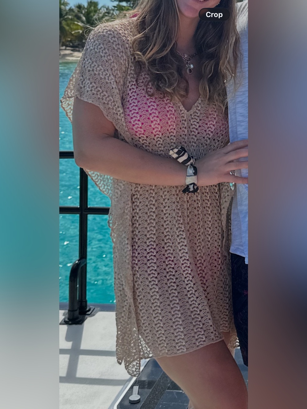 Women’s Beige Crochet Swim Cover-Up